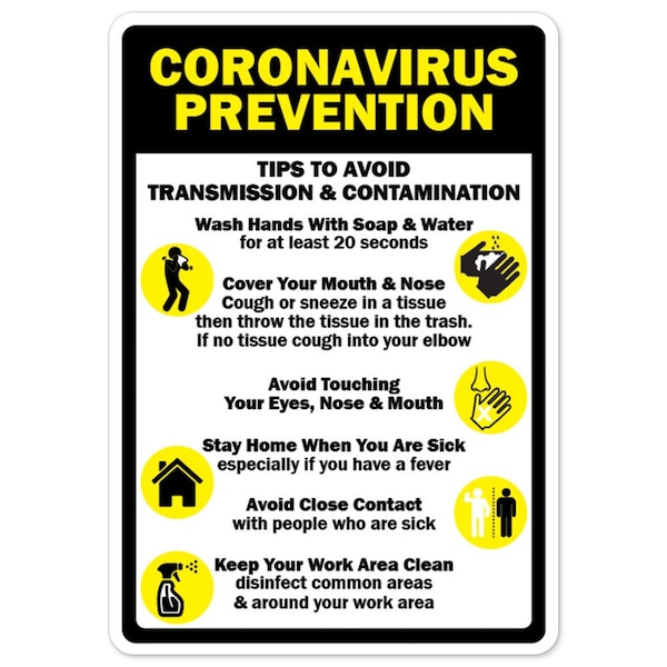 Public Safety, Coronavirus Prevention Tips To Avoid Transmission, 14in X 10in, OS-NS-A-1014-25554